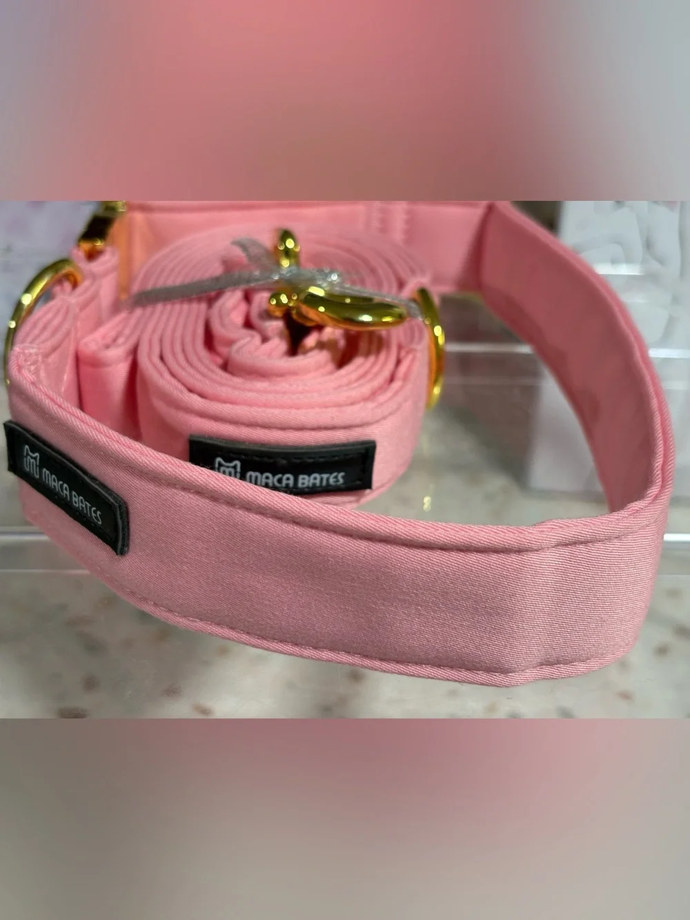 MACA BATES Dog Collar and Leash Set  Sakura Pink,Large 🆕